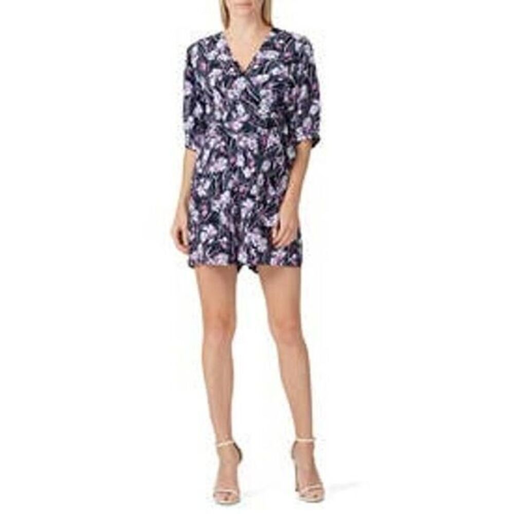 SLATE & WILLOW Printed Short Sleeve Wrap Romper US 4